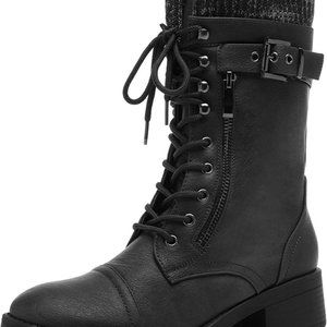 DREAM PAIRS  Mid Calf Combat Riding Military Boots